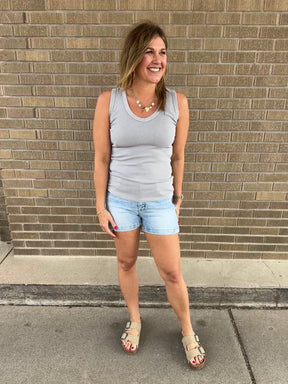 Essential V Neck Baby Ribbed Tank