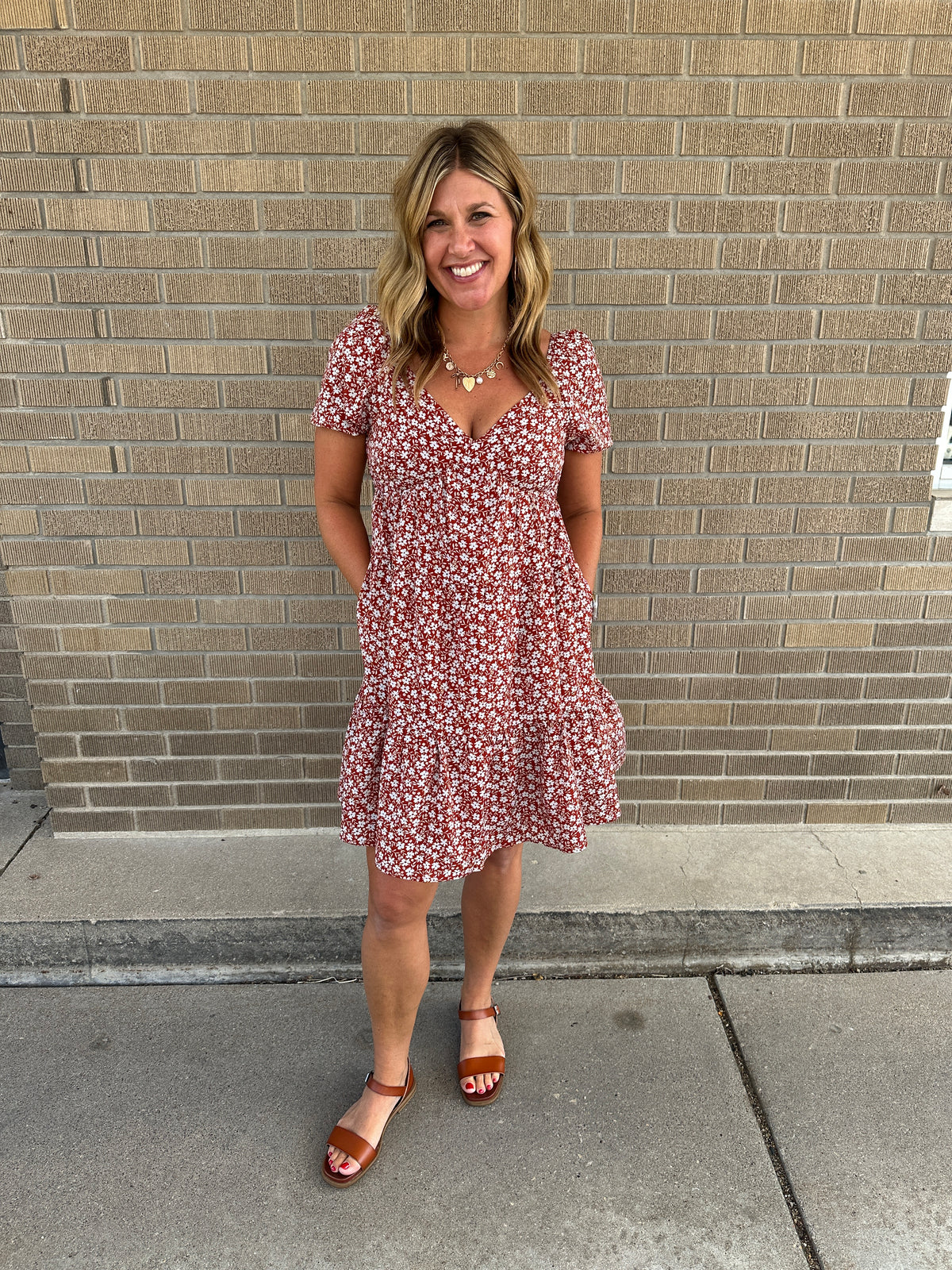 Rust Floral Dress