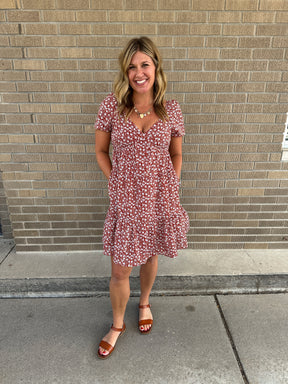 Rust Floral Dress