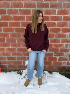 Mock Modal Pullover - Dark Cherry