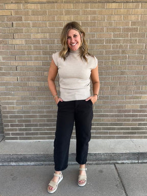 Mock Neck Taupe Sweater