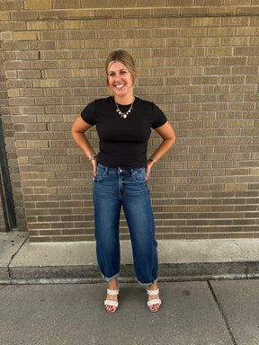 Dark Wash Barrel Jeans