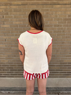 Pop of Red Sweater Top