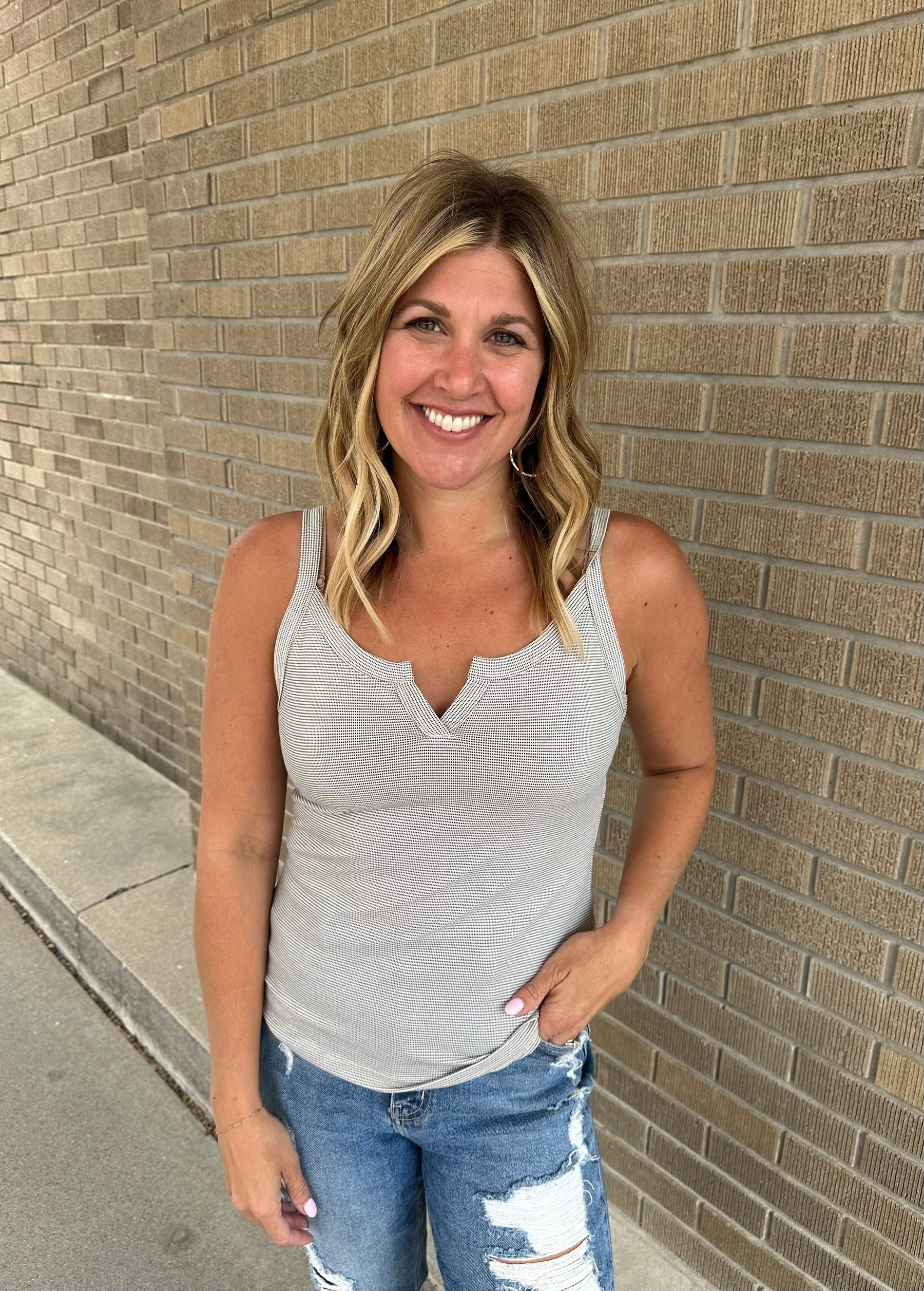 Neutral Split Neck Tank