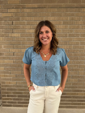 Anything but Basic Blue Top