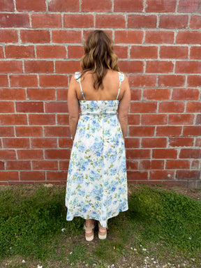 Blue Floral Midi Dress