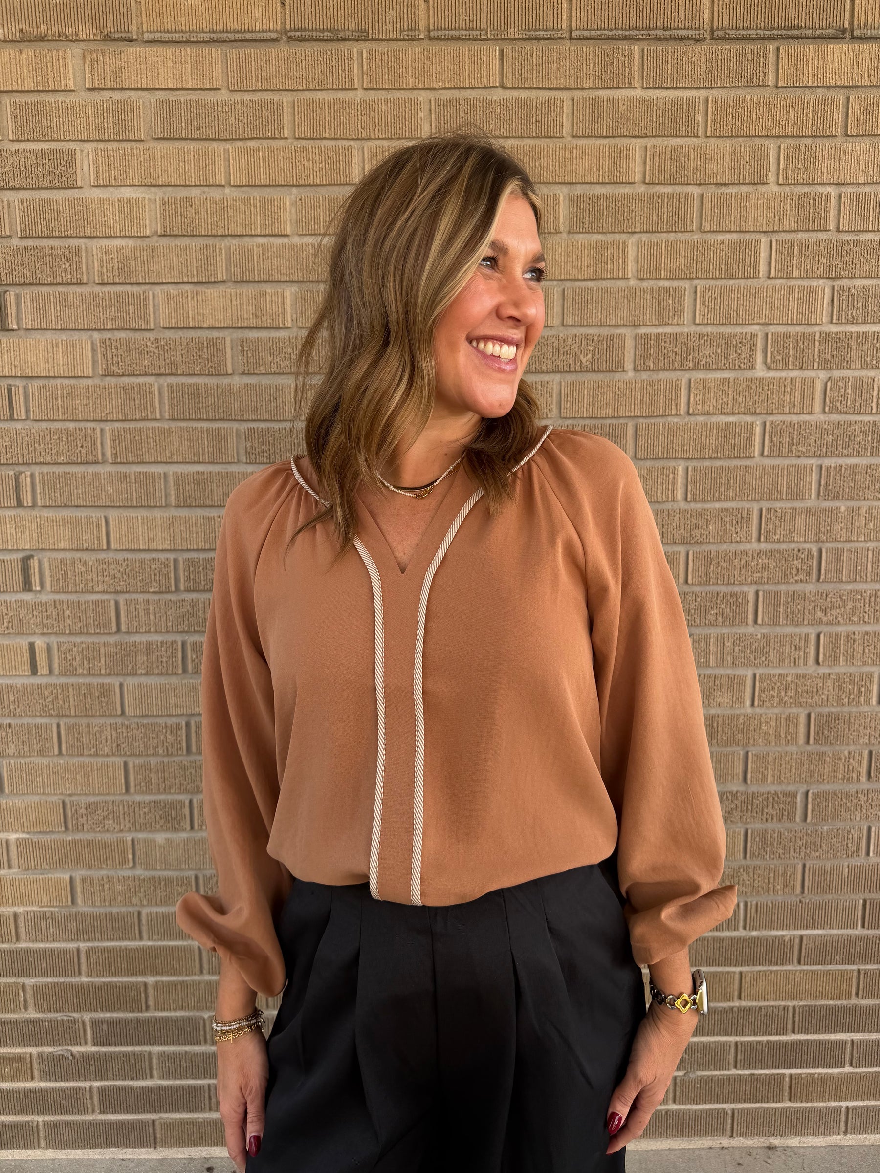 Caramel Satin Blouse
