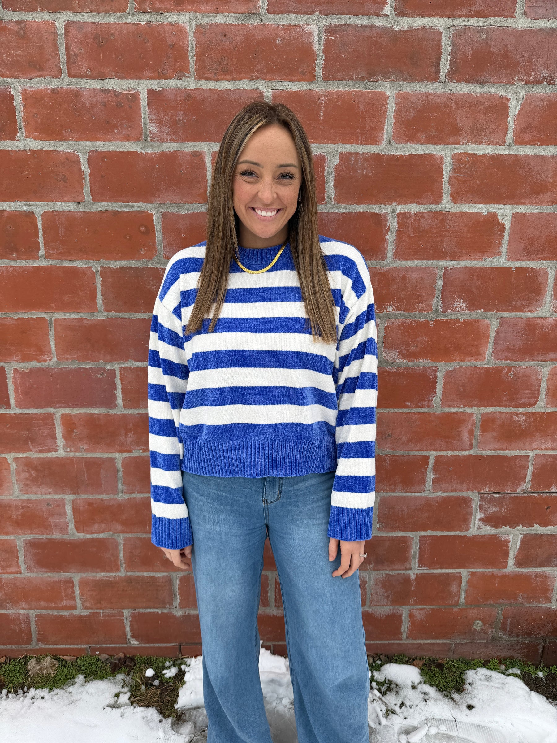 Silky Soft Stripe Sweater - Blue