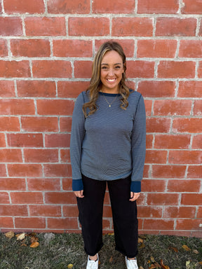 Stacy Top - Navy & Ivory