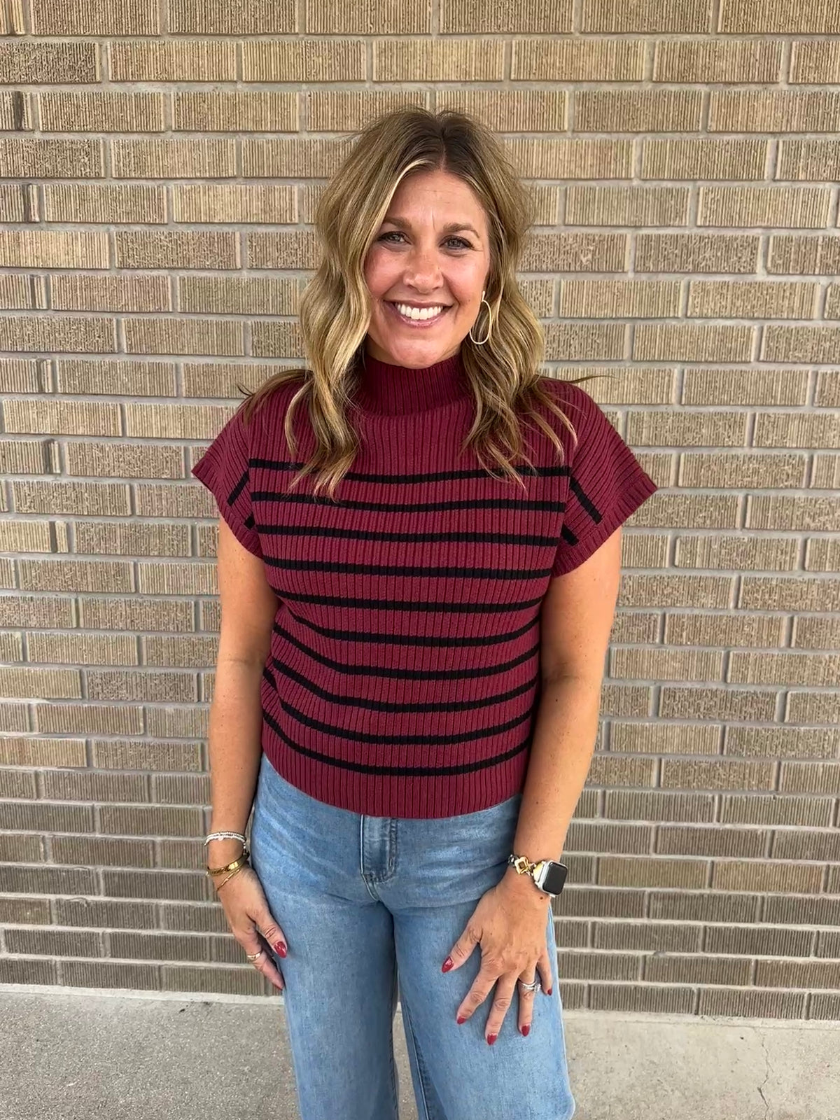 Wine Stripe Sweater