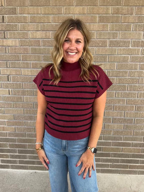 Wine Stripe Sweater