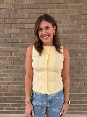 Little Yellow Lace Trim Top