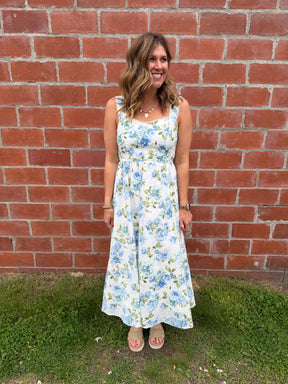Blue Floral Midi Dress