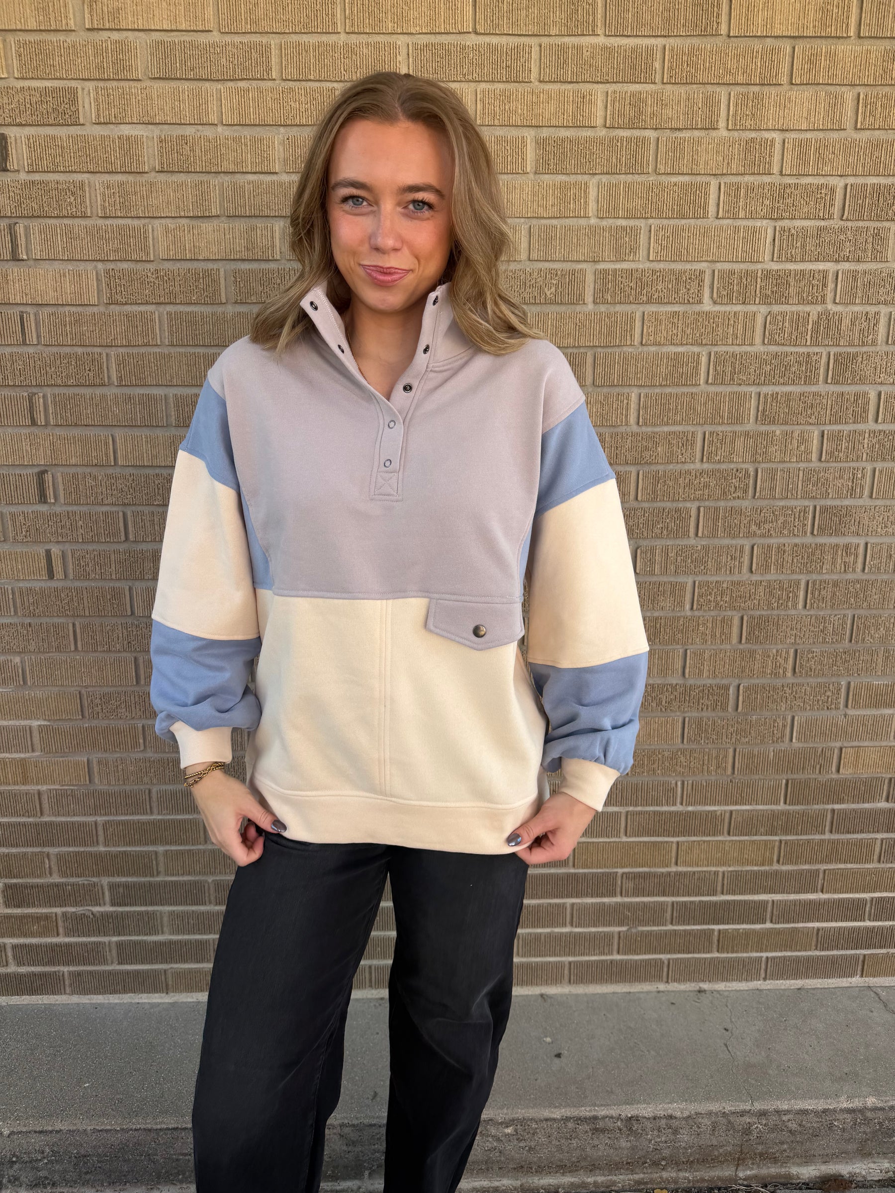 Gray Colorblock Pullover