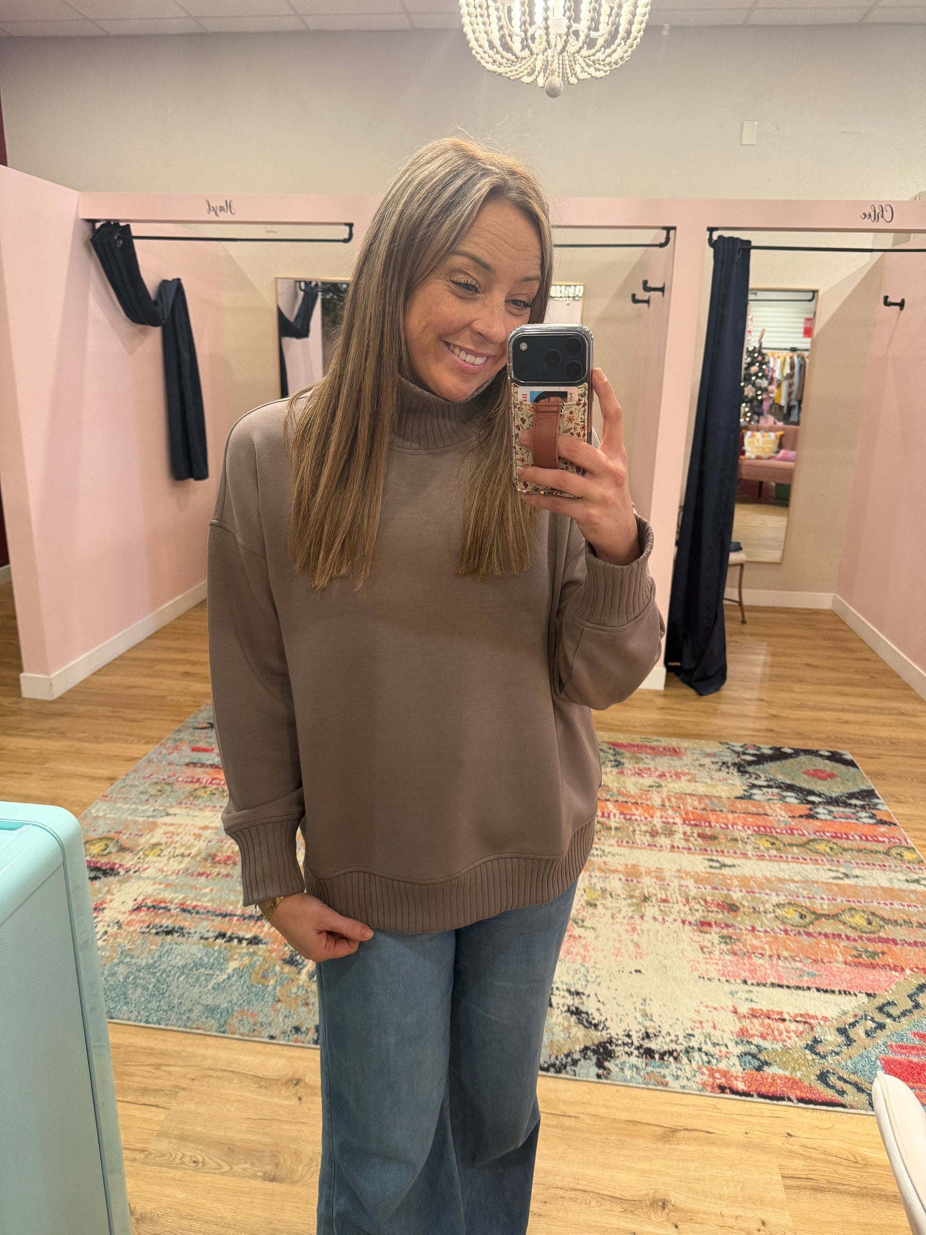 Mock Modal Pullover - Mocha