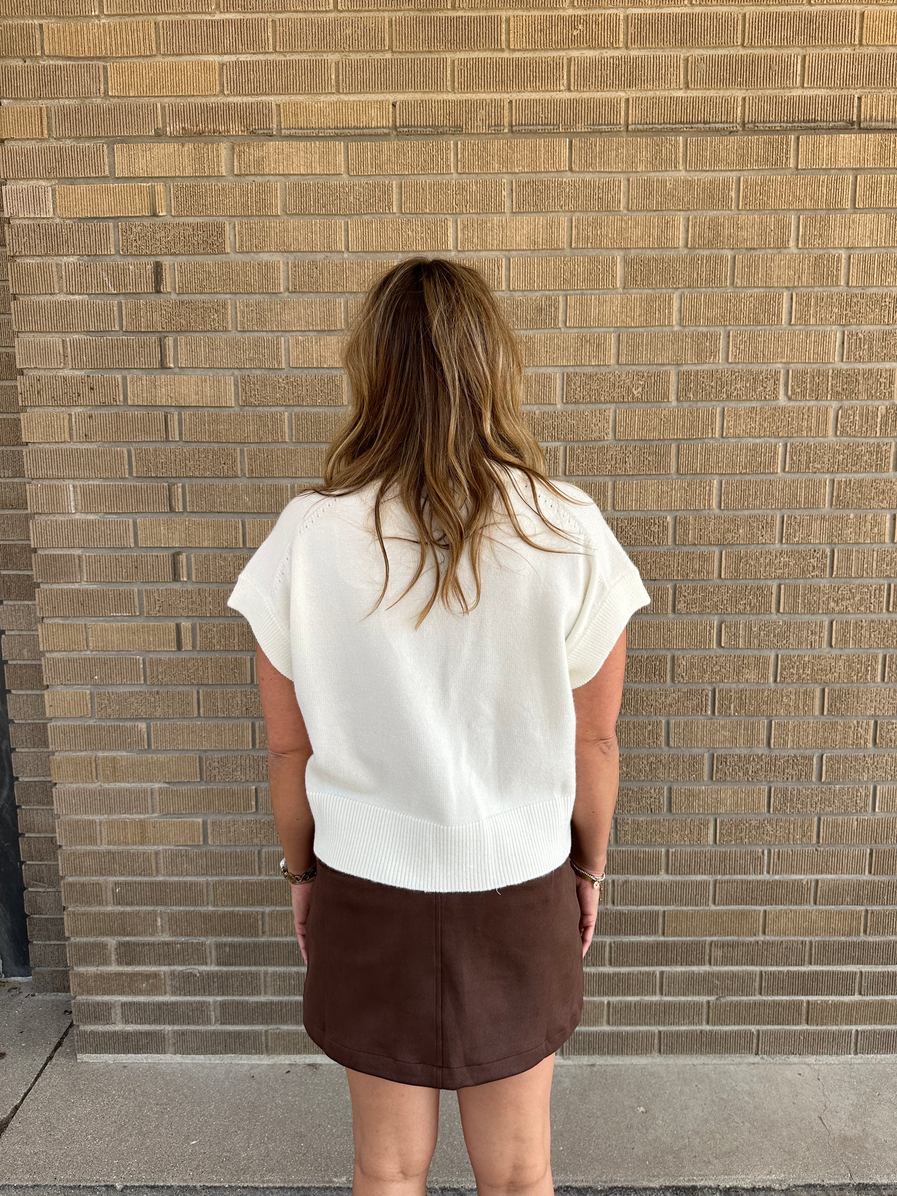 Cream Sweater Knit Top