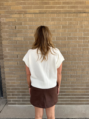 Cream Sweater Knit Top