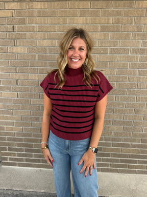 Wine Stripe Sweater