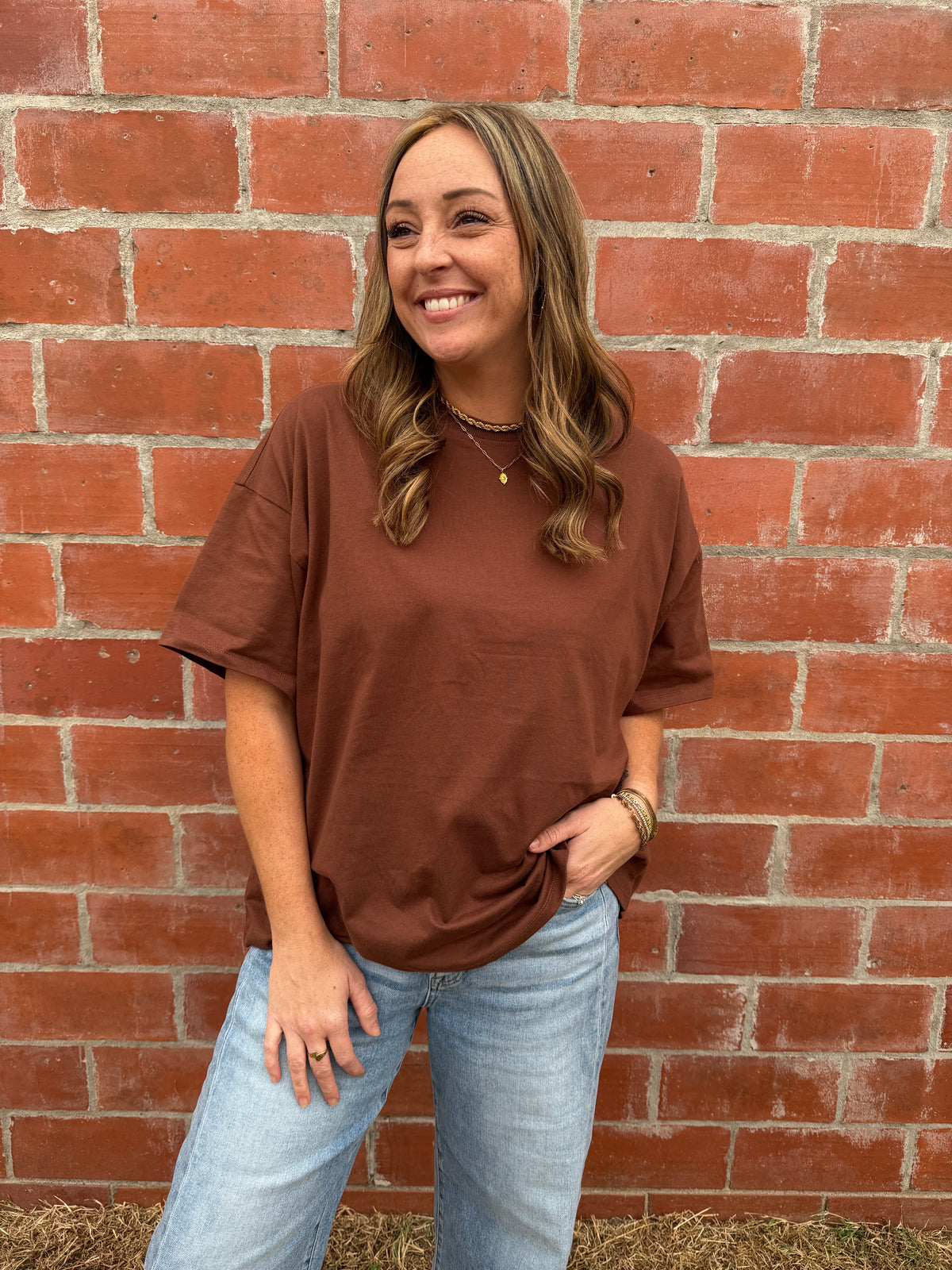 Chill All Day Oversized Tee - Chestnut
