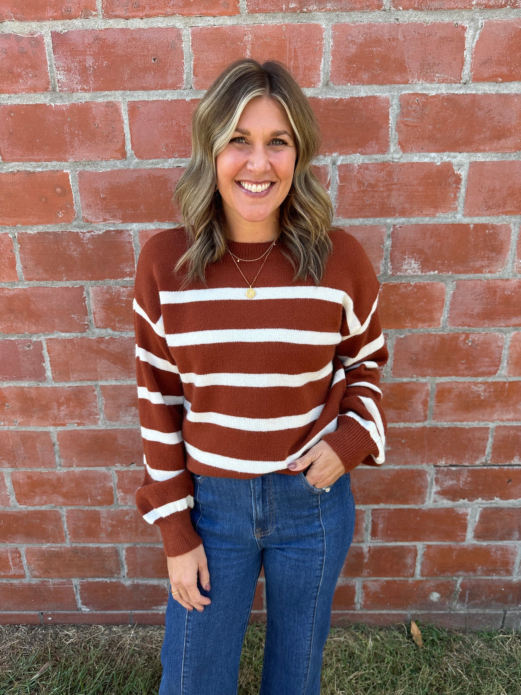 Cognac Stripe Sweater