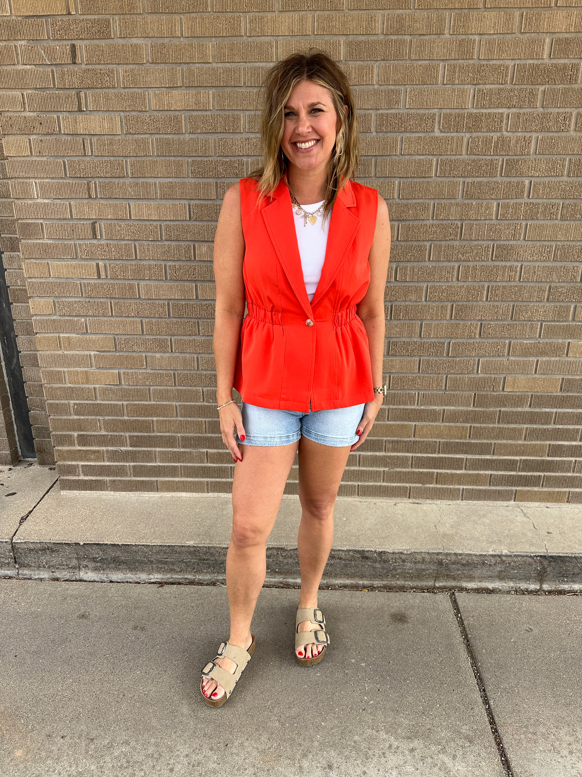 Coral Peplum Vest