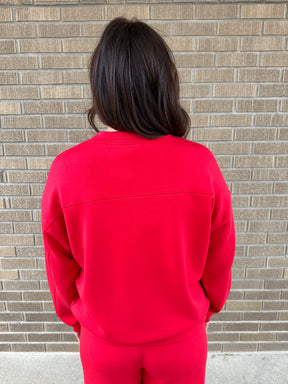 True Red Mock Neck Modal Pullover