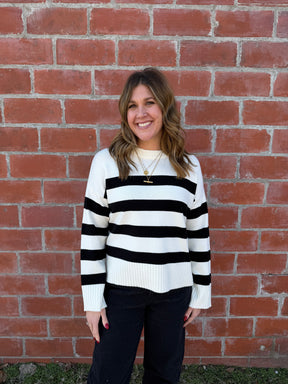 Soft Stripe Sweater - White & Black