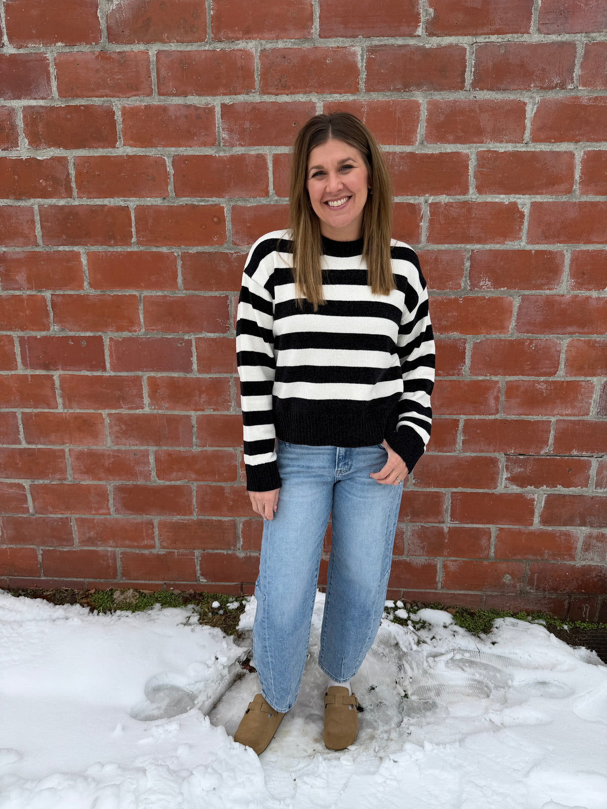 Silky Soft Stripe Sweater - Black