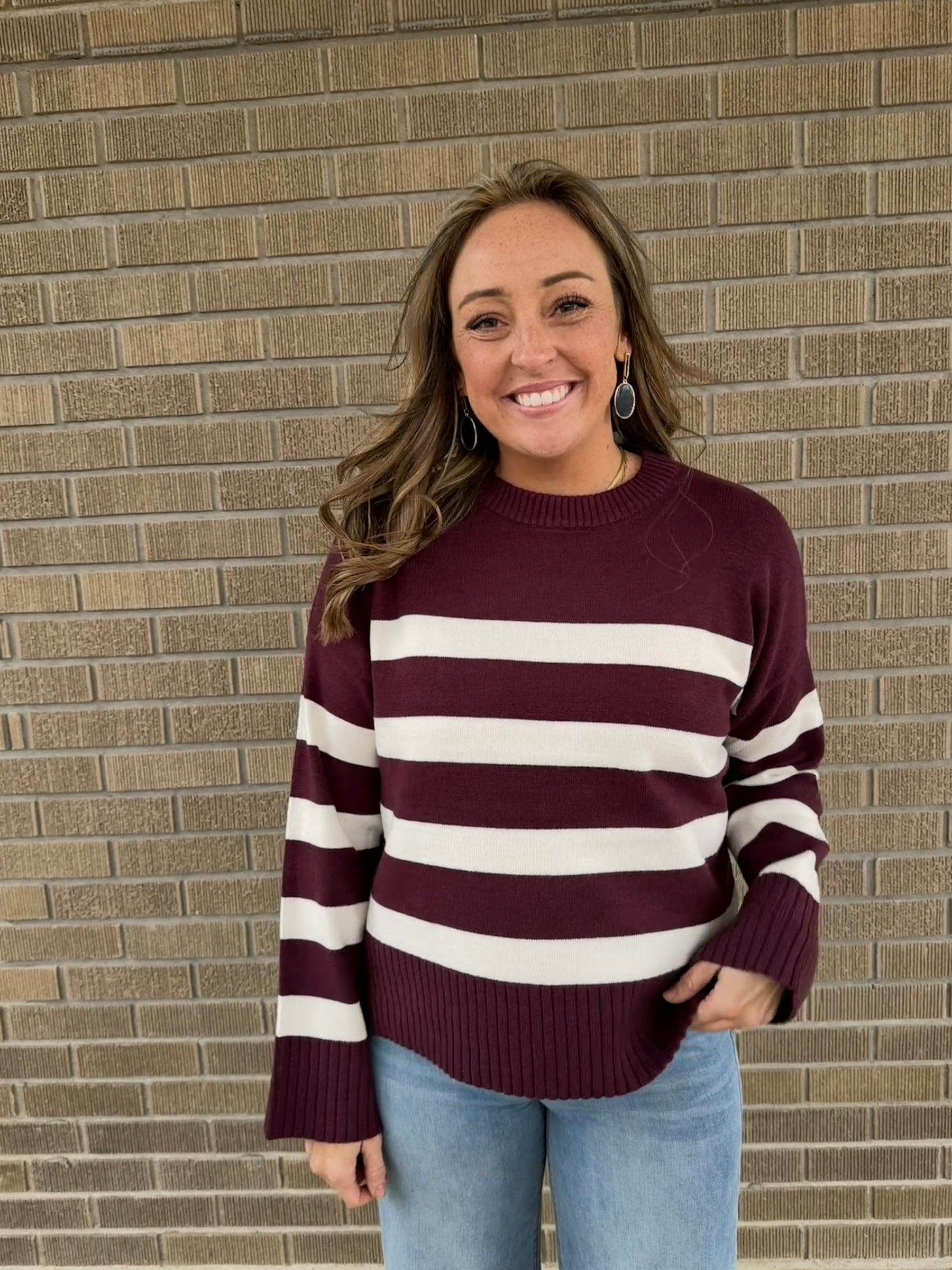 Soft Stripe Sweater - Cherry