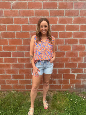 Coral Floral Blouse