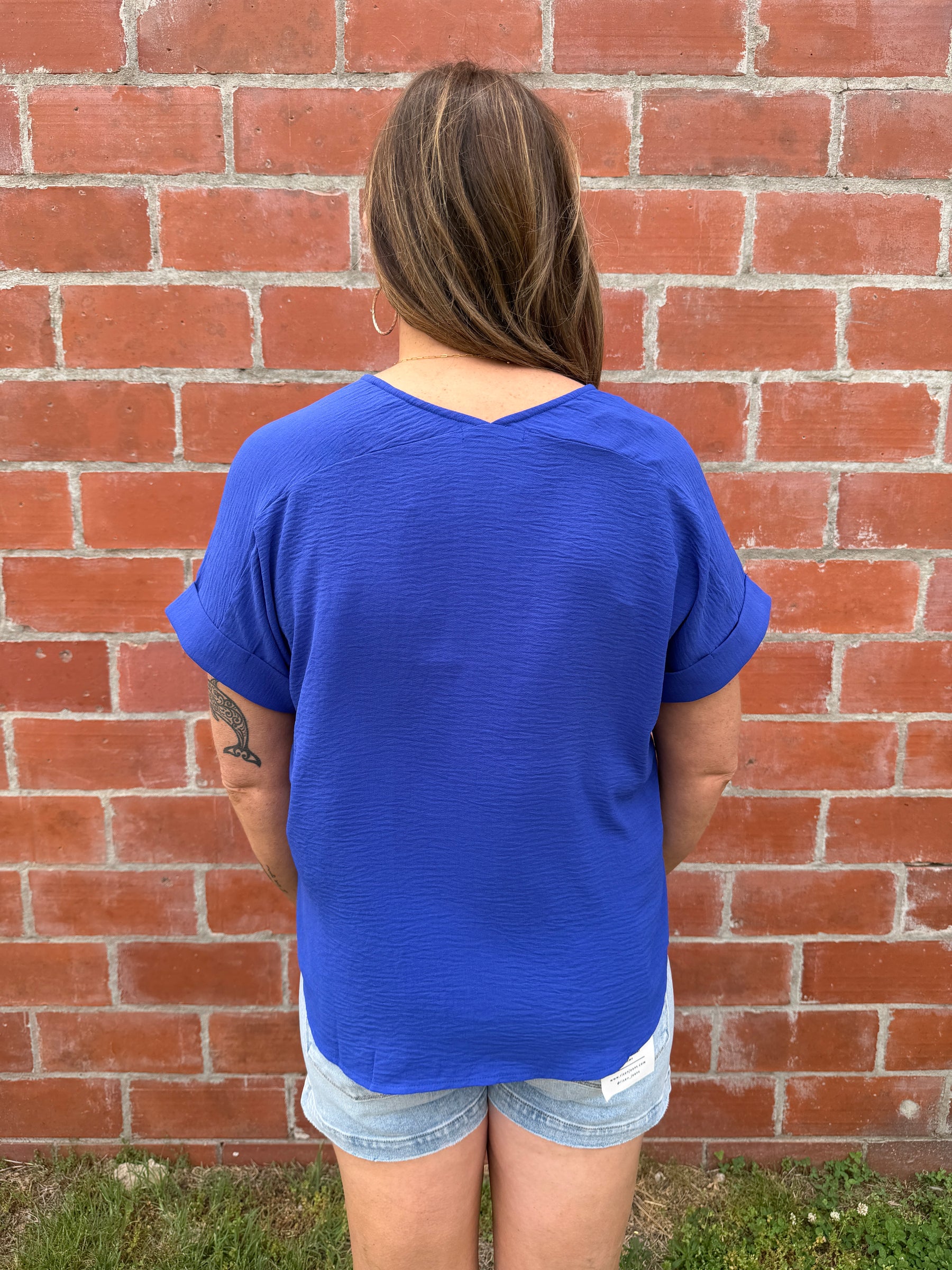 Royal Blue V Neck Top