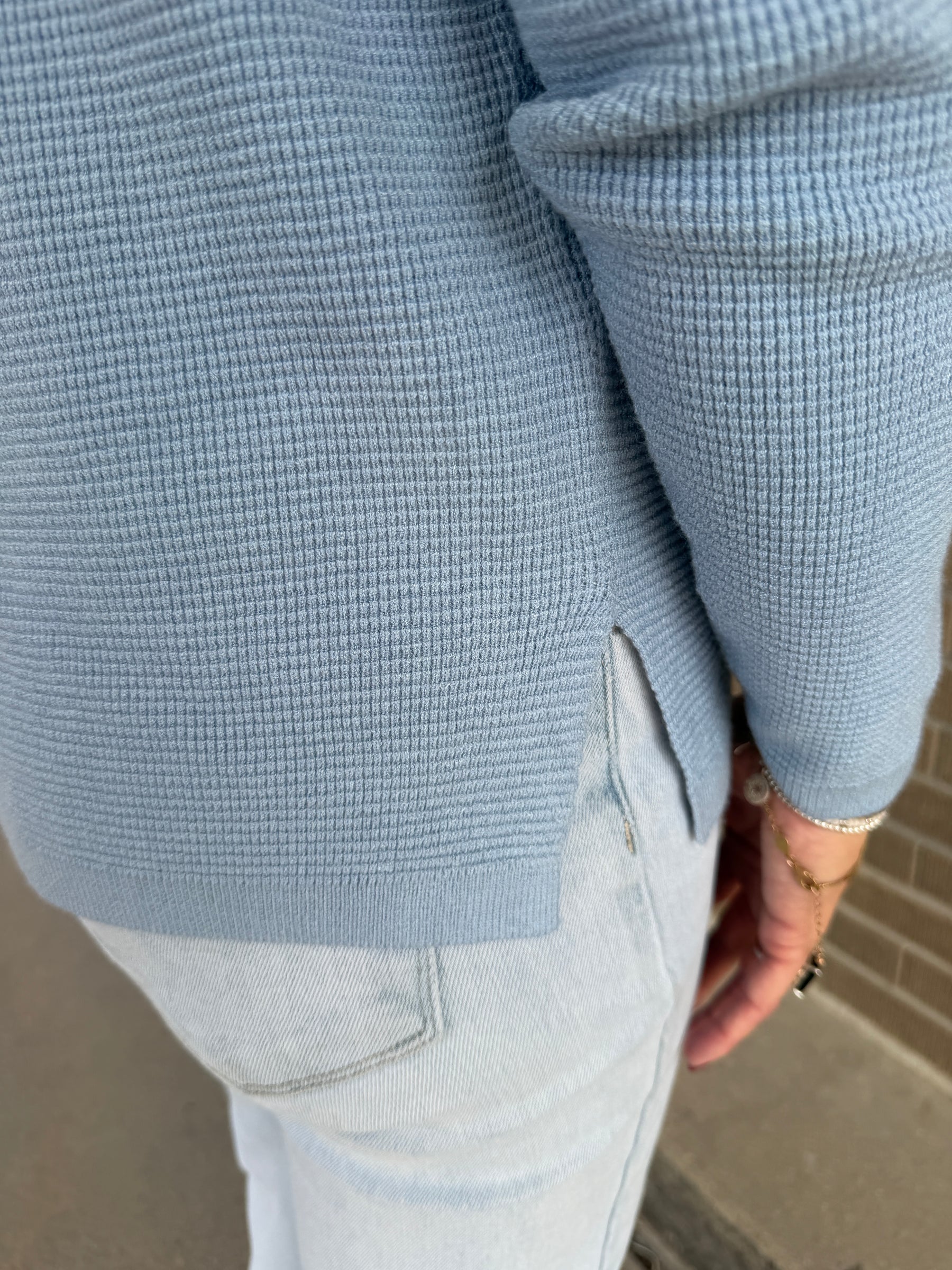 Baby Blue Waffle Knit Sweater