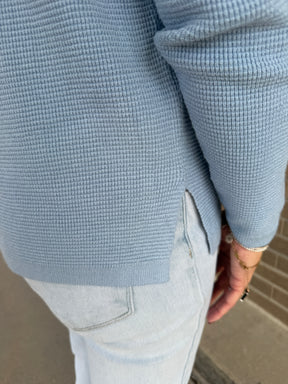 Baby Blue Waffle Knit Sweater