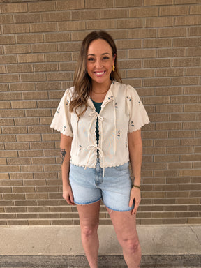 Boho Floral Tie Front Top