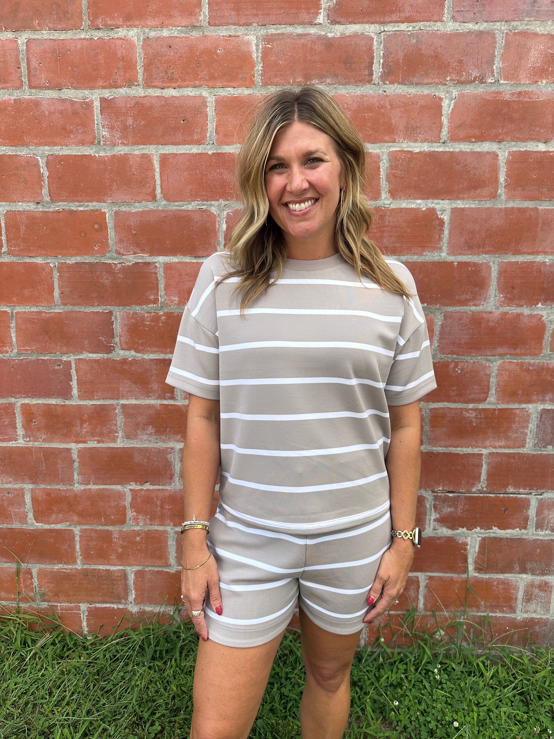 Rosie Shorts - Mushroom Stripe