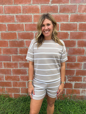 Rosie Shorts - Mushroom Stripe
