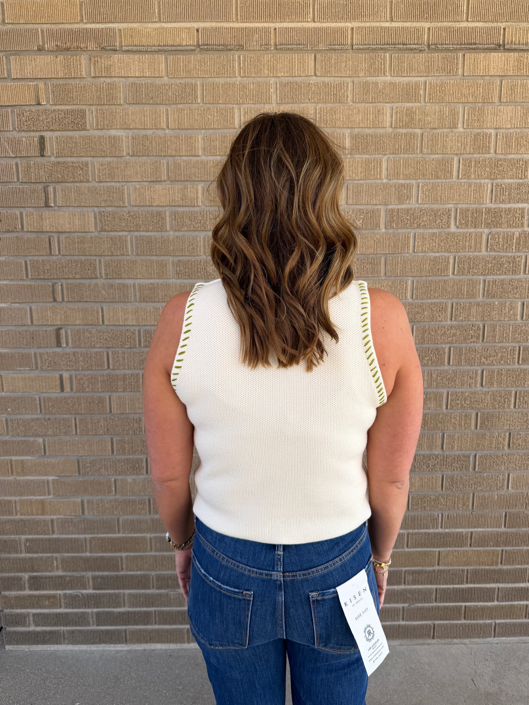 Cream and Green Sweater Tank
