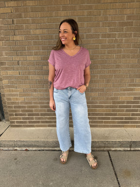 Mauve V Neck Tee