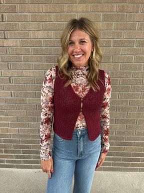 Essential Crochet Vest - Wine