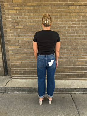 Dark Wash Barrel Jeans