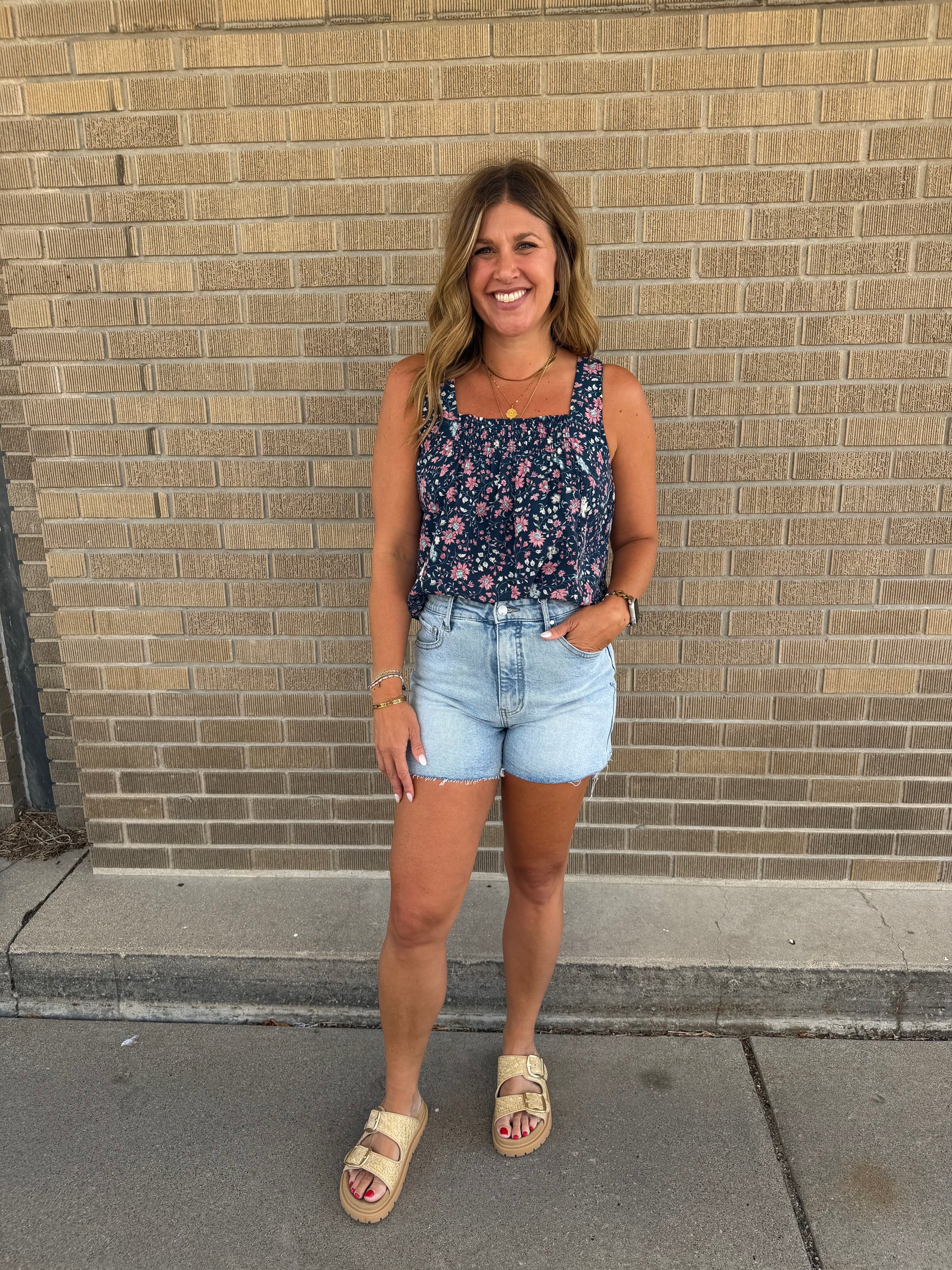 Teal Floral Tank
