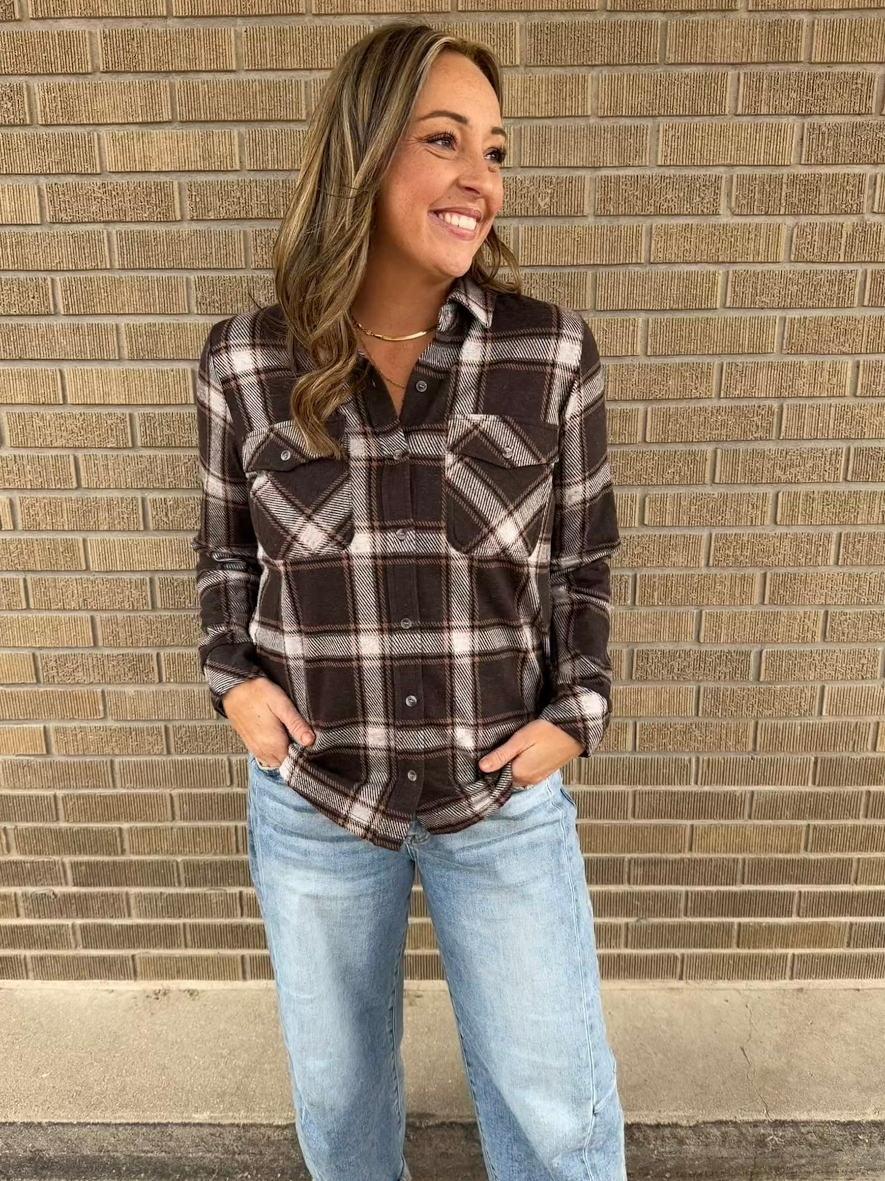 Cassian Top - Coffee Ivory Plaid