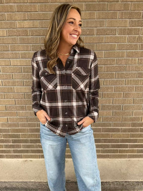 Cassian Top - Coffee Ivory Plaid