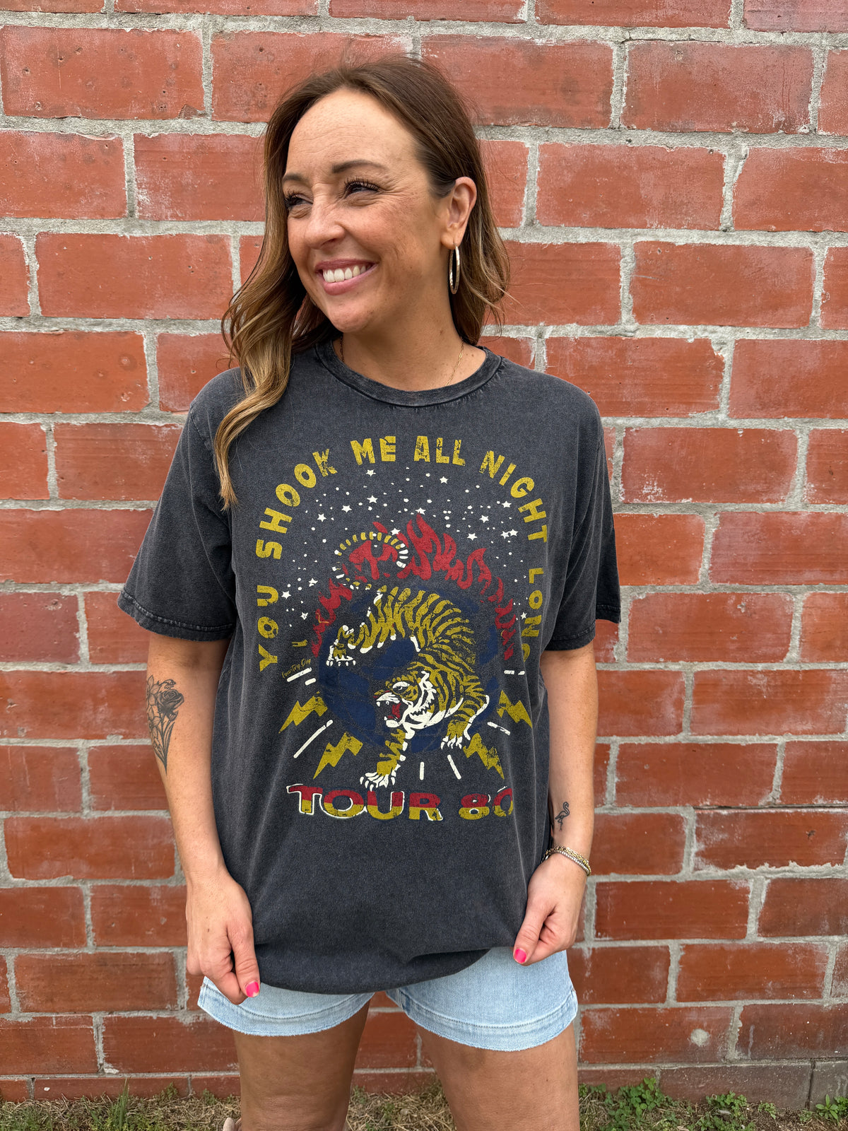 Shook Me All Night Long Oversized Graphic Tee