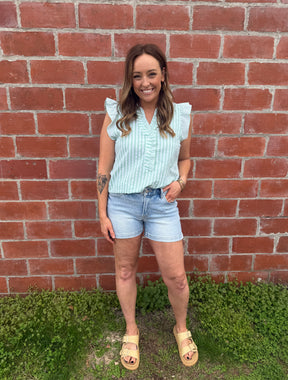 Seersucker Sage Top