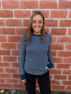 Stacy Top - Navy & Ivory