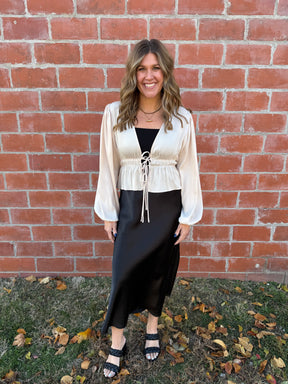 Sweet In Satin Black Skirt