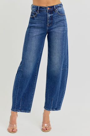 Dark Wash Barrel Jeans