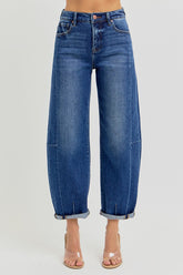 Dark Wash Barrel Jeans