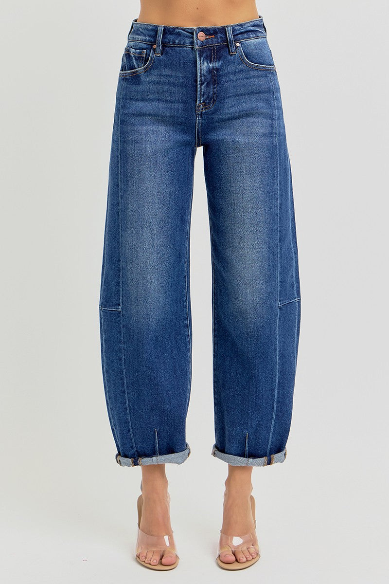 Dark Wash Barrel Jeans